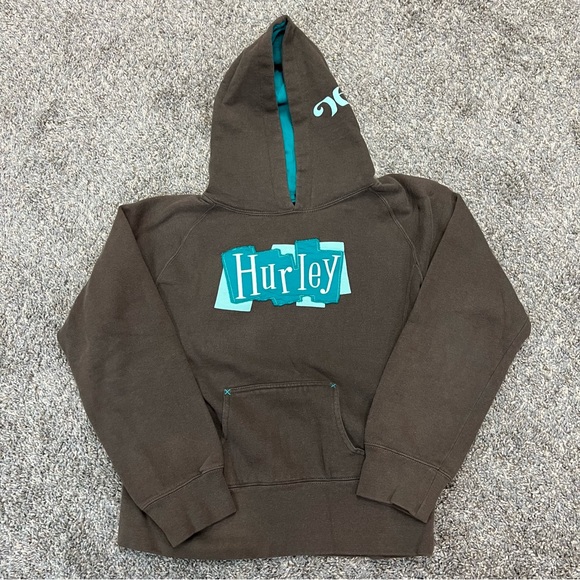 Hurley Tops - Vintage y2k Hurley sweatshirt womens medium brown blue hoodie surf skate grunge